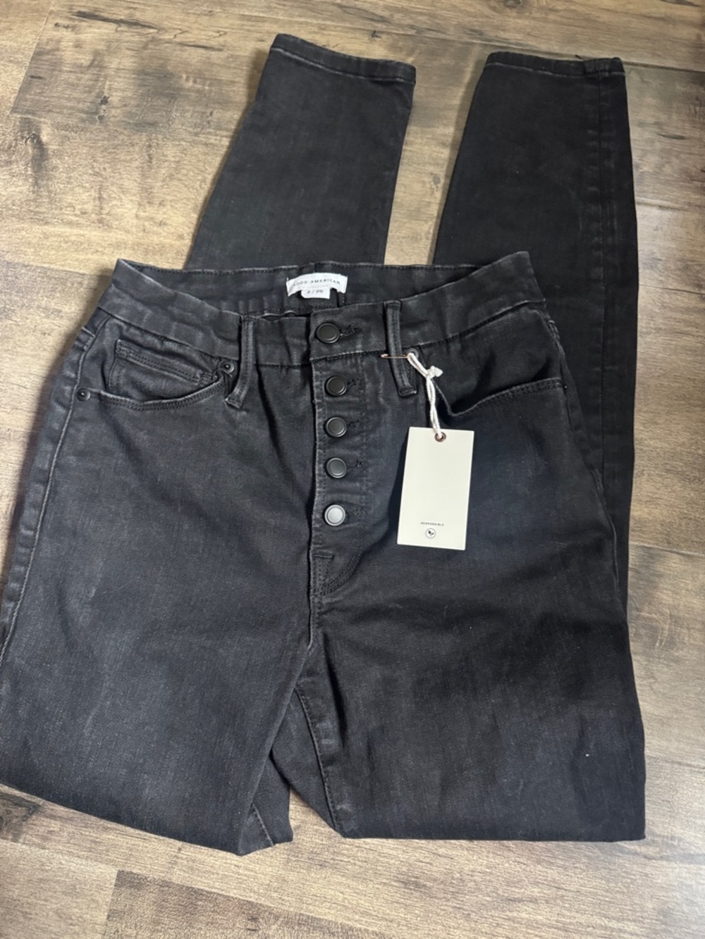 Good American Compression Skinny Jeans Black Sz 2/26 NWT Sold Out Khloe K - Picture 6 of 10